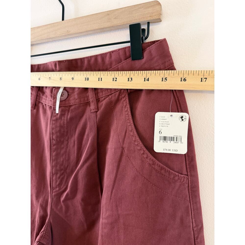 NWT Free People We The Free Cya Later Skate Trouser Pants Wine 100% Cotton 6 - Picture 6 of 9